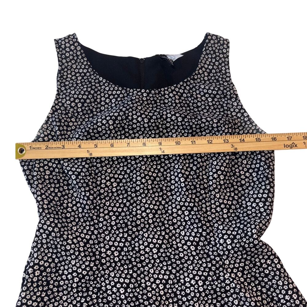 H&M Divided Black White Daisy Floral Skater Dress Sleeveless Summer Sun Dress 10 - Picture 6 of 9